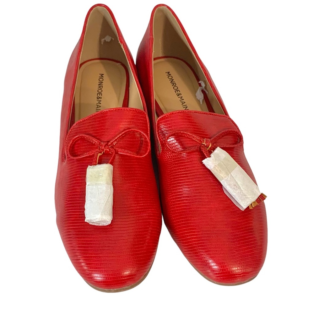 MONROE & MAIN Tonal Red Reptile Print Tassel Loafers Sz Sz 41/10 - Picture 10 of 11